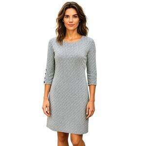 J. McLaughlin Catalina Blue/White Terrace Print Miley Snap Sleeve Dress - M